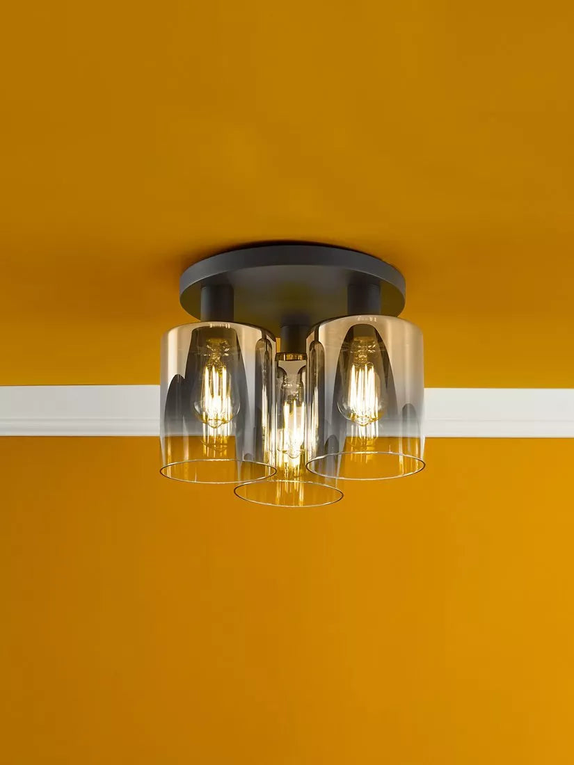 Där Savannah flush ceiling light black smoked, UK version