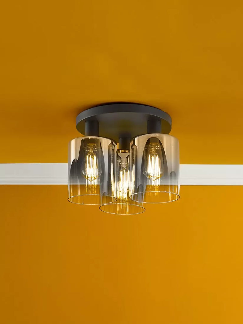 Där Savannah flush ceiling light black smoked, UK version