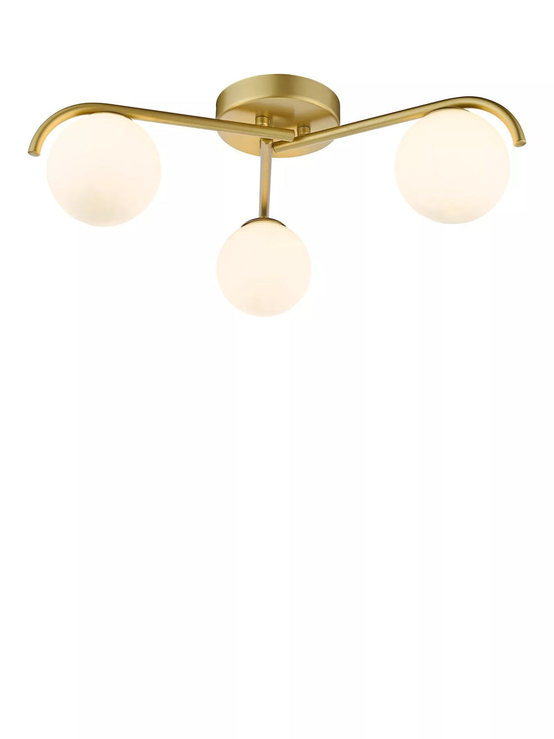Där Orlena 3 Arm Opal Glass Semi Flush Ceiling Light