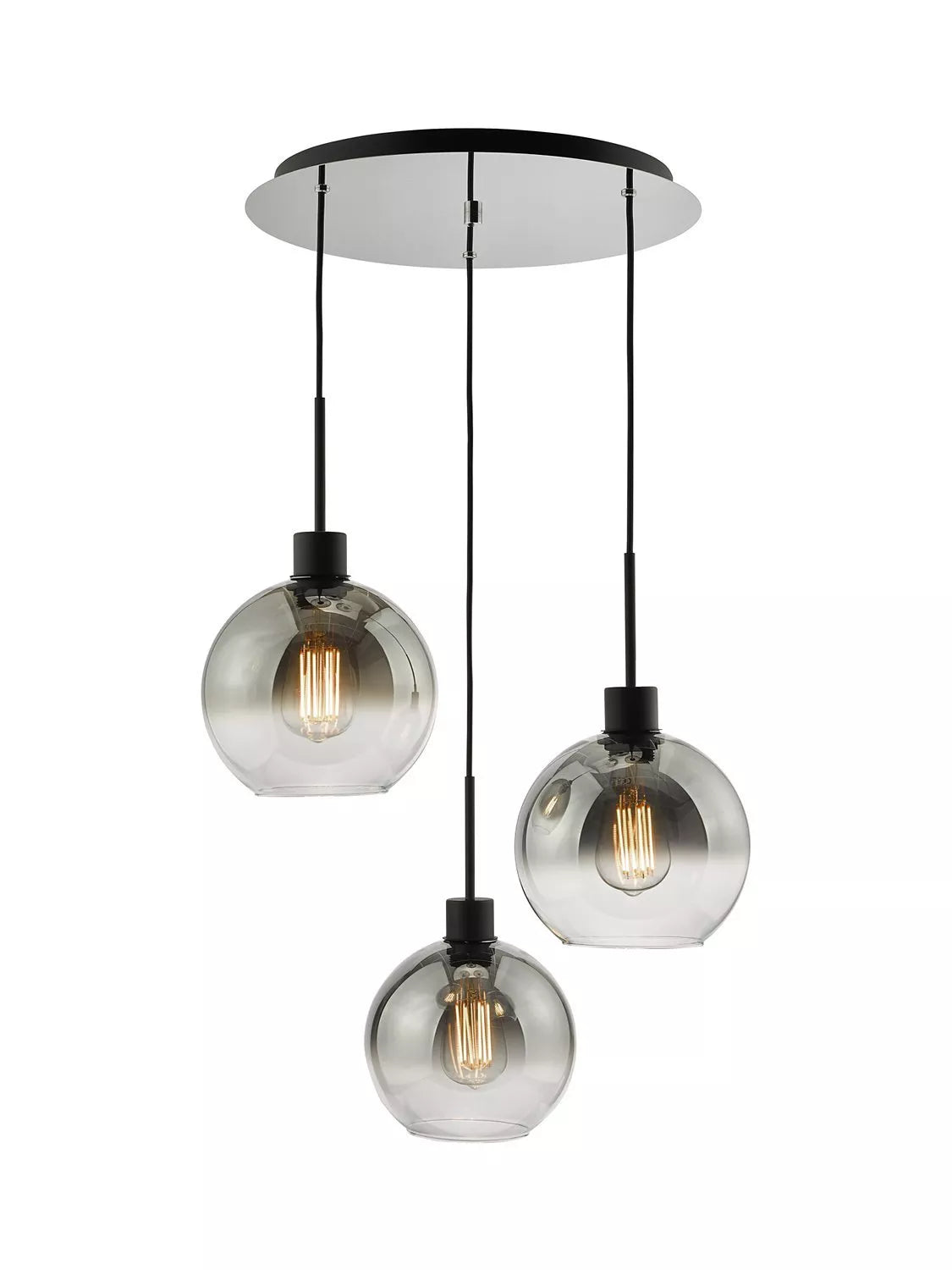 Där Lycia three glass globe pendant light, from the UK