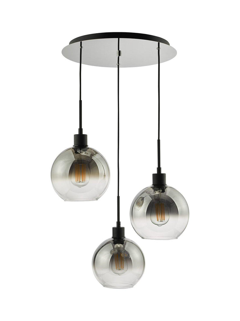 Där Lycia three glass globe pendant light, from the UK
