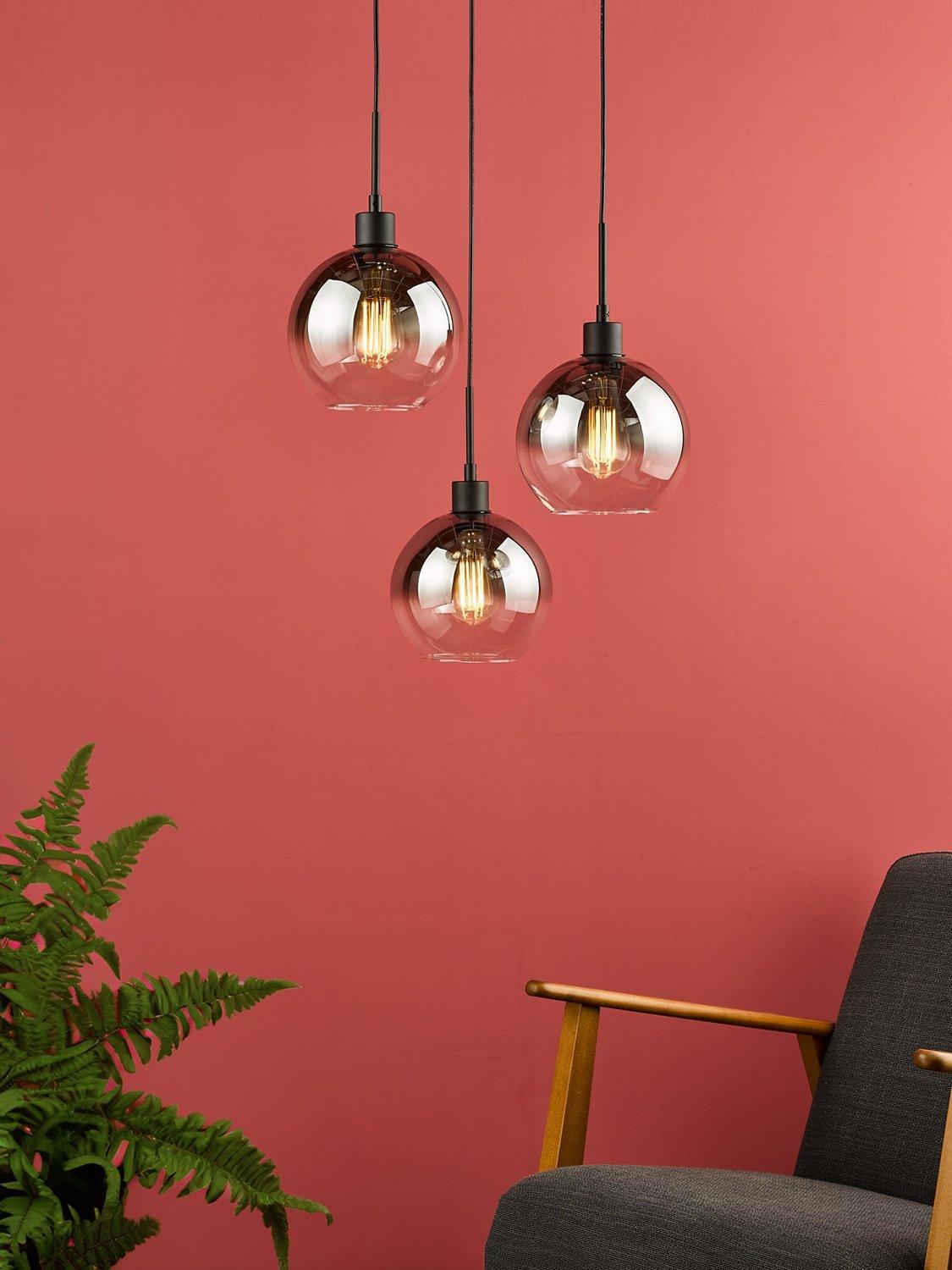 Där Lycia three glass globe pendant light, from the UK