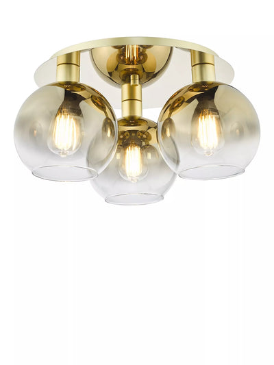 Där Lycia Flush 3 arm speil taklampe i gull/ombre