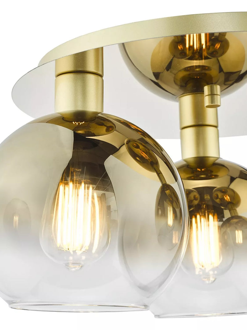 Där Lycia flush ceiling light in gold and ombre - British product