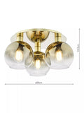 Där Lycia flush ceiling light in gold and ombre - British product