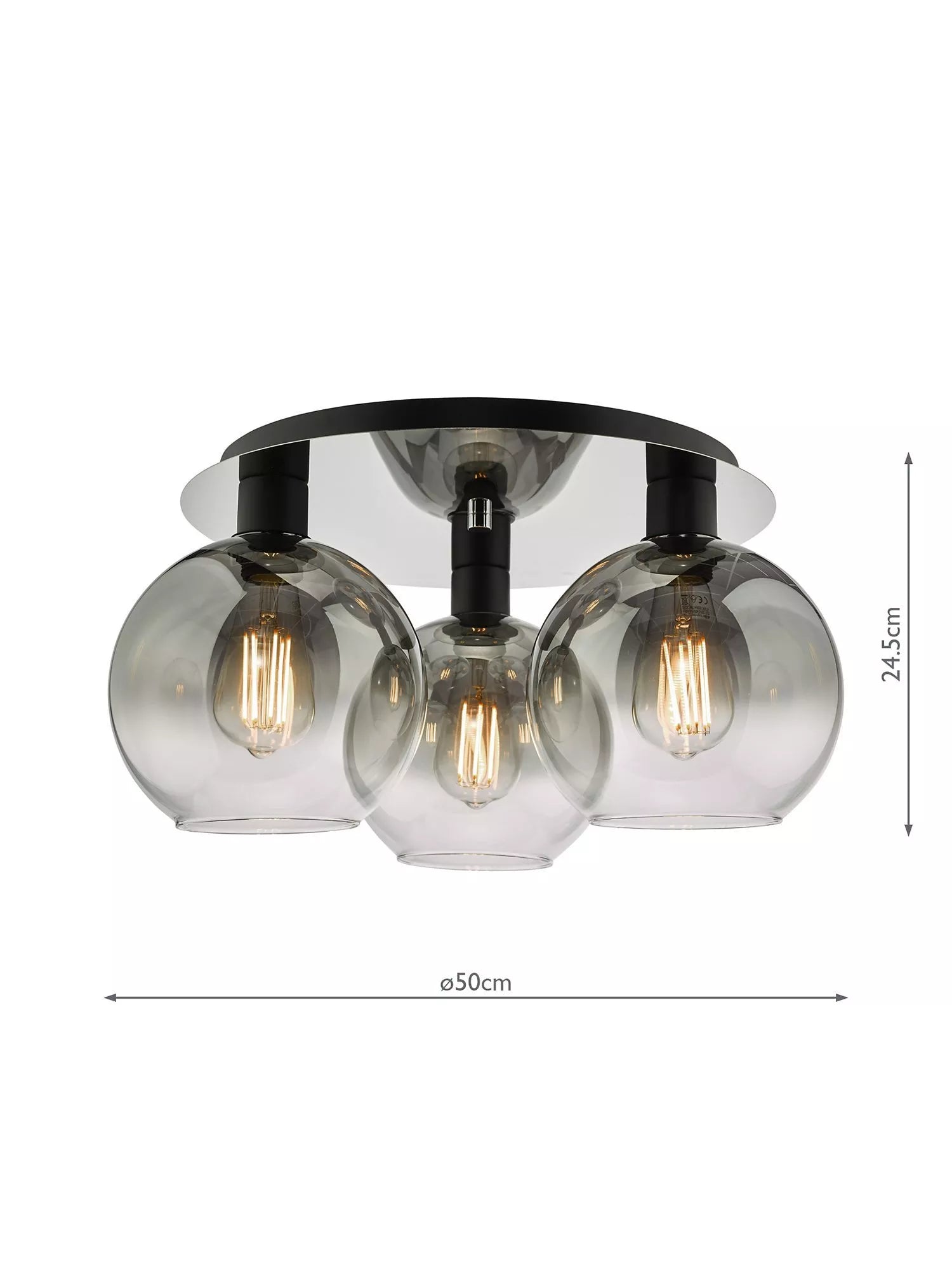 Där black ombre flush ceiling light - British product