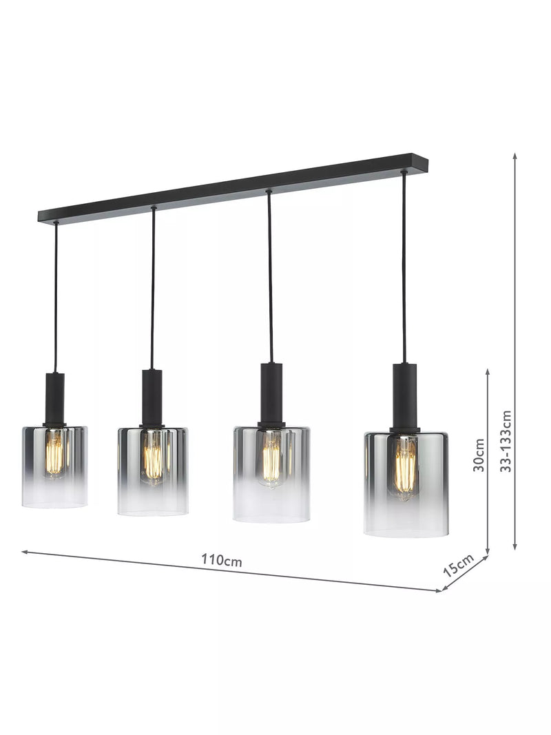 Där Savannah bar ceiling light black smoked glass shades - British product