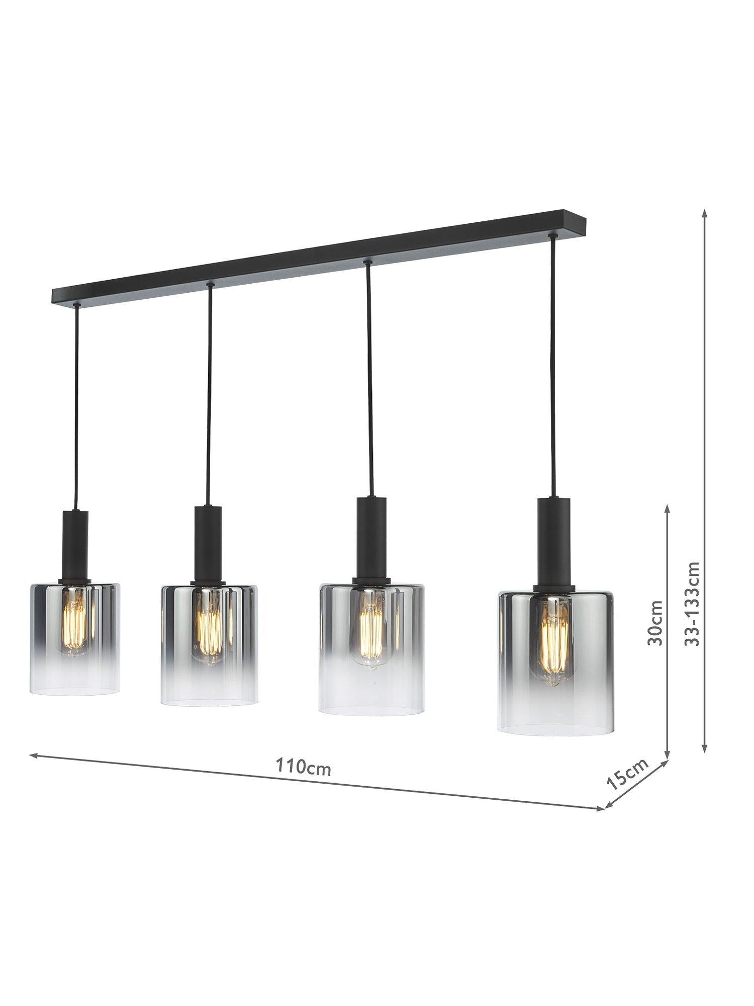 Där Savannah bar ceiling light black smoked glass shades - British product