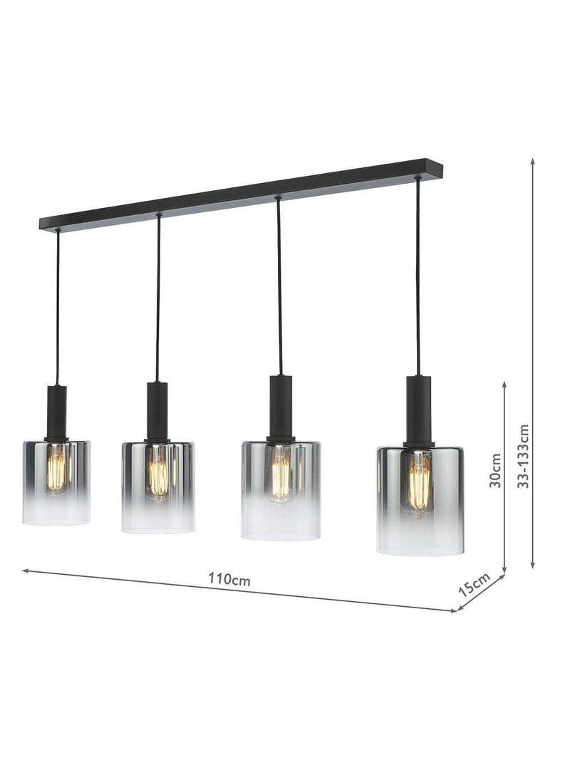 Där Savannah bar ceiling light black smoked glass shades - British product
