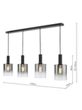 Där Savannah bar ceiling light black smoked glass shades - British product