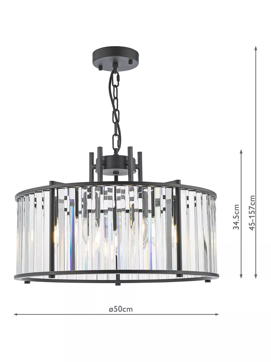 Där Kiran glass 5-arm pendant ceiling light, UK version