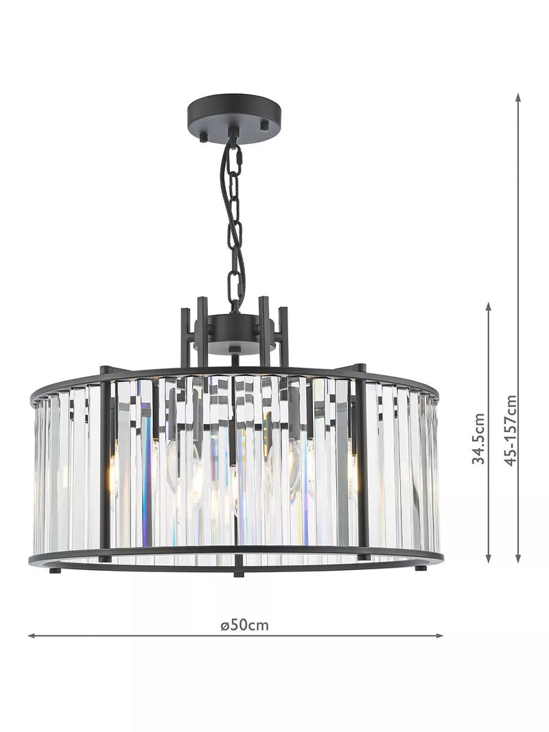 Där Kiran glass 5-arm pendant ceiling light, UK version
