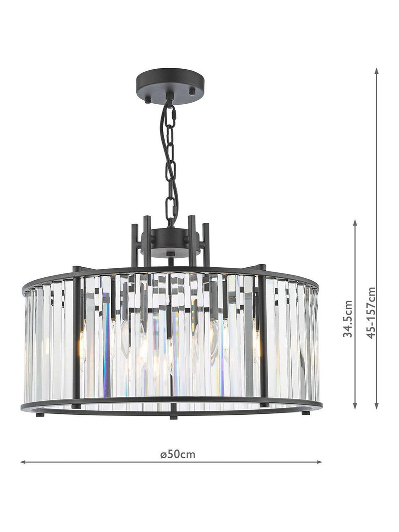 Där Kiran glass 5-arm pendant ceiling light, UK version