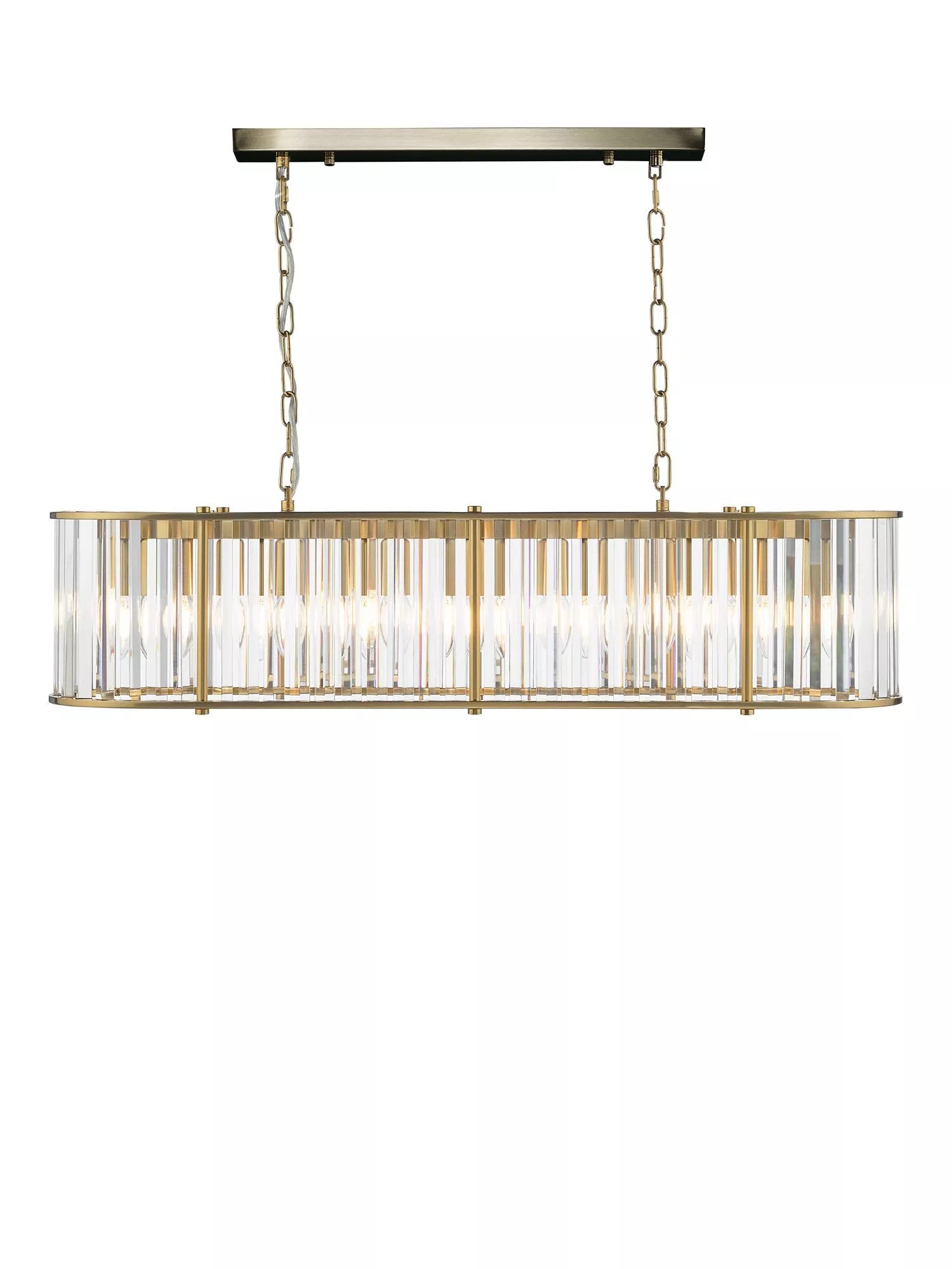 Där Kiran 7-arm black bar ceiling light with faceted glass, imported from the UK