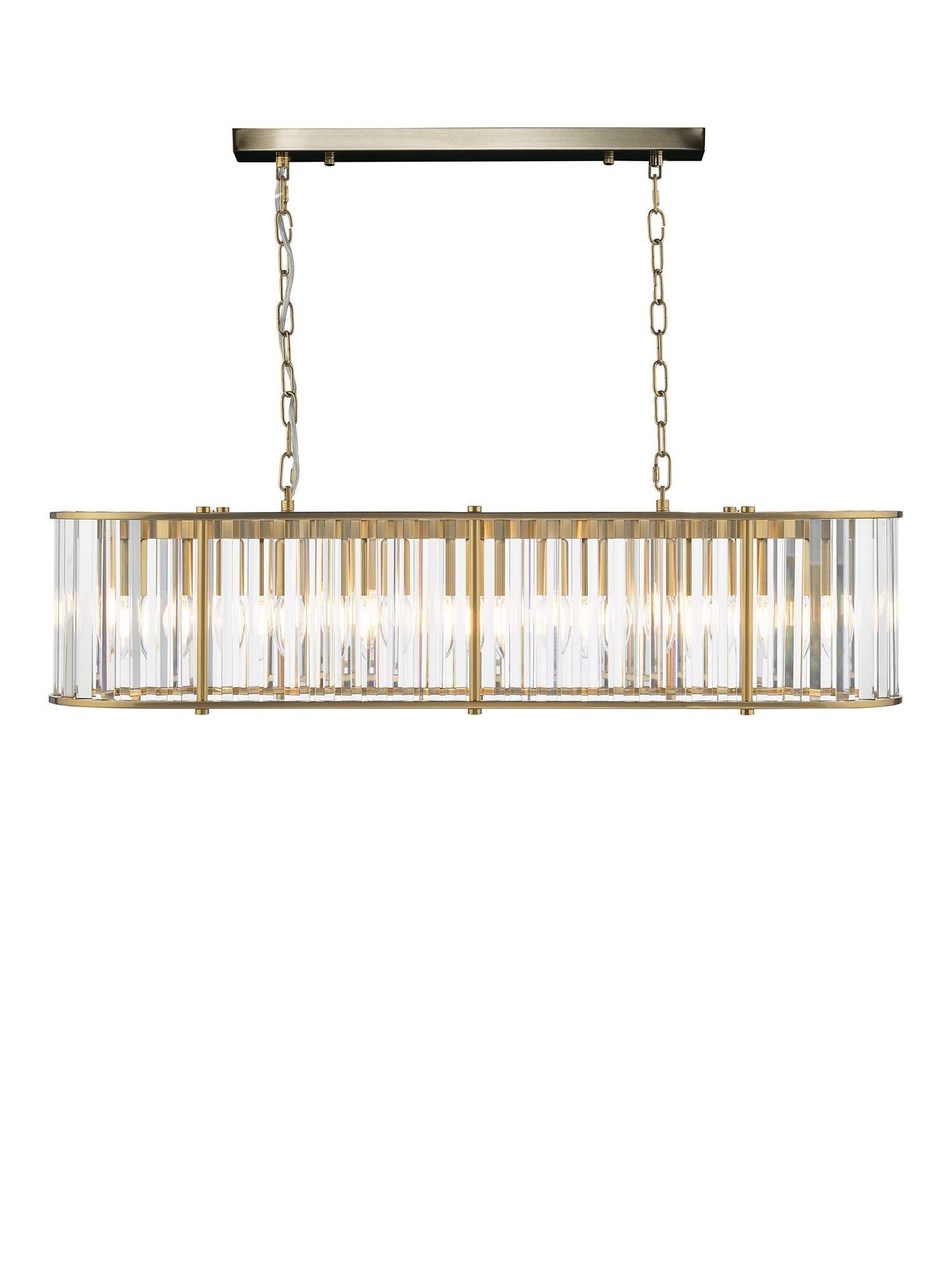 Där Kiran 7-arm black bar ceiling light with faceted glass, imported from the UK