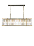 Där Kiran 7-arm black bar ceiling light with faceted glass, imported from the UK