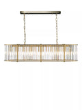 Där Kiran 7-arm black bar ceiling light with faceted glass, imported from the UK