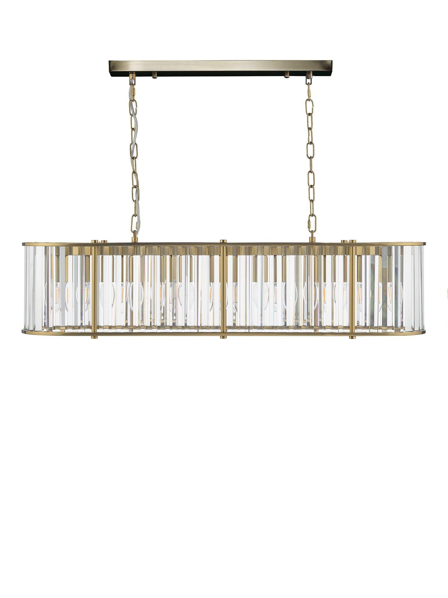 Där Kiran 7-arm black bar ceiling light with faceted glass, imported from the UK