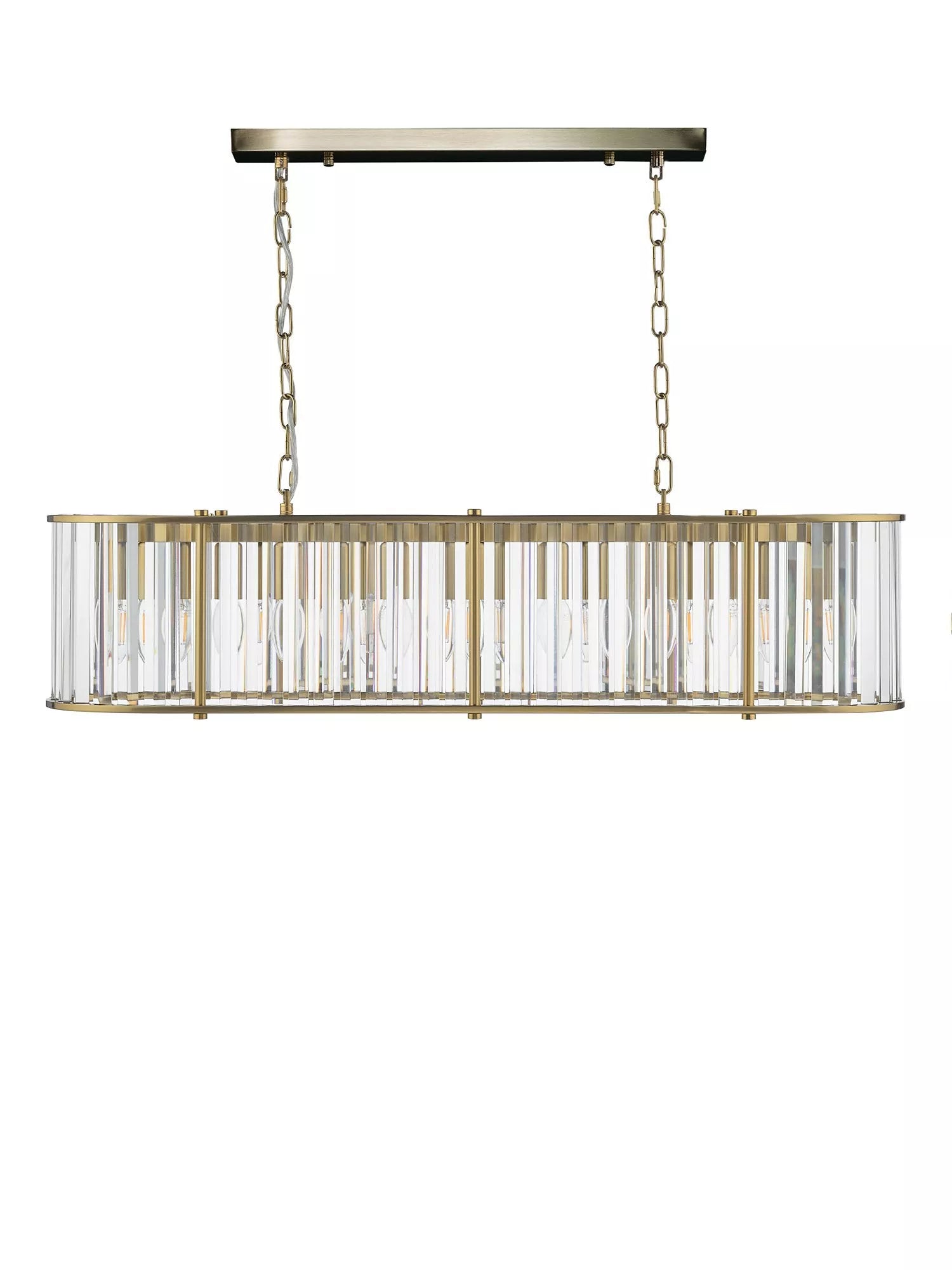 Där Kiran 7-arm black bar ceiling light with faceted glass, imported from the UK