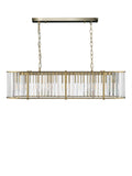 Där Kiran 7-arm black bar ceiling light with faceted glass, imported from the UK