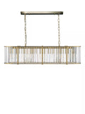 Där Kiran 7-arm black bar ceiling light with faceted glass, imported from the UK