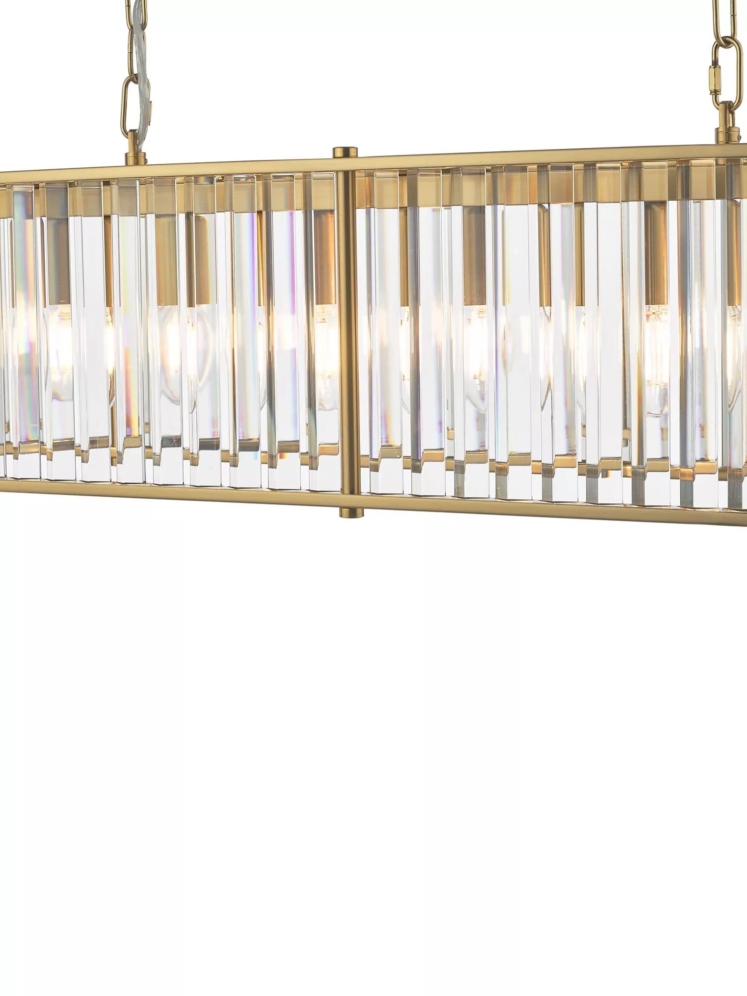 Där Kiran 7-arm black bar ceiling light with faceted glass, imported from the UK