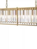 Där Kiran 7-arm black bar ceiling light with faceted glass, imported from the UK