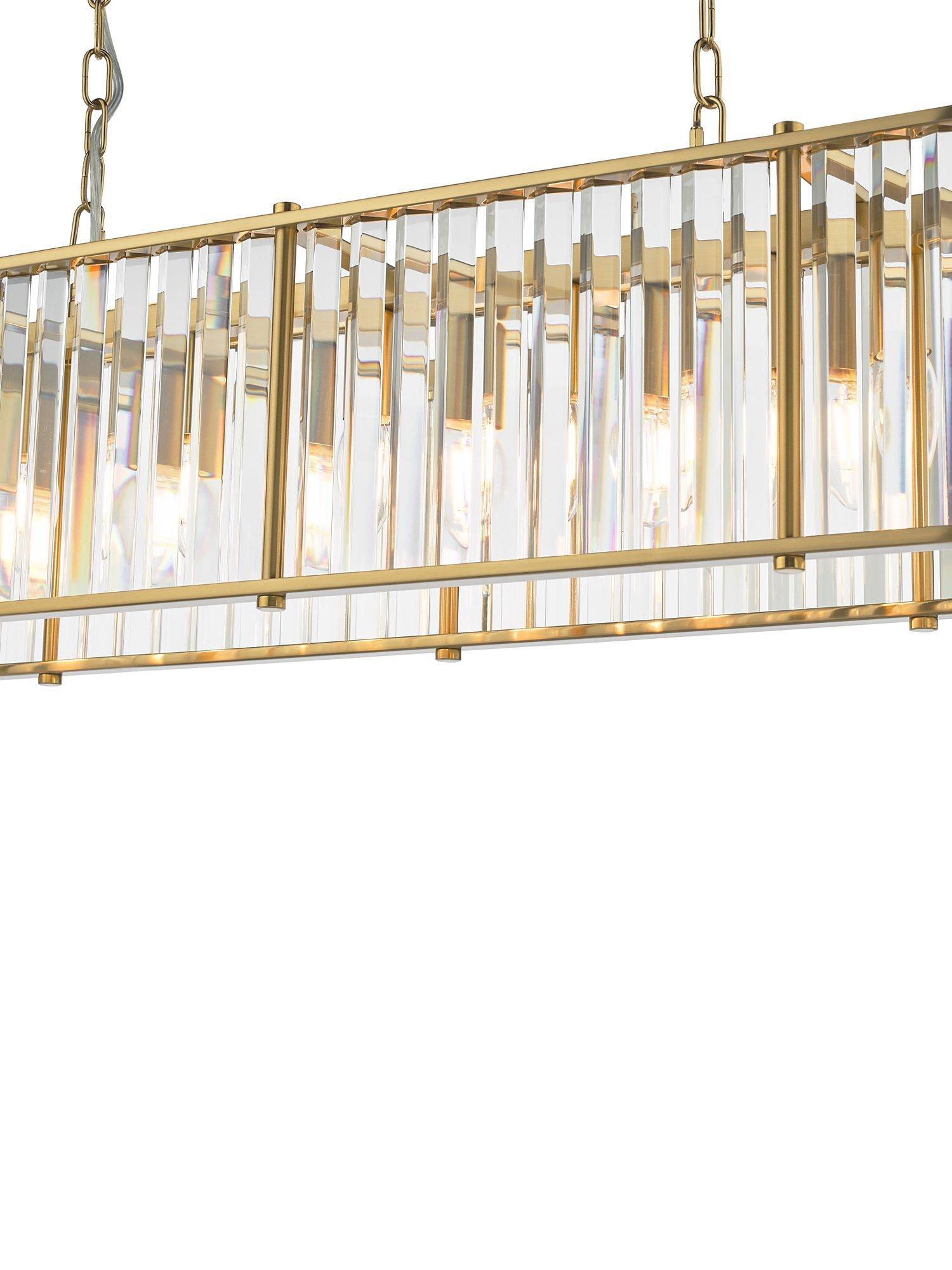 Där Kiran 7-arm black bar ceiling light with faceted glass, imported from the UK