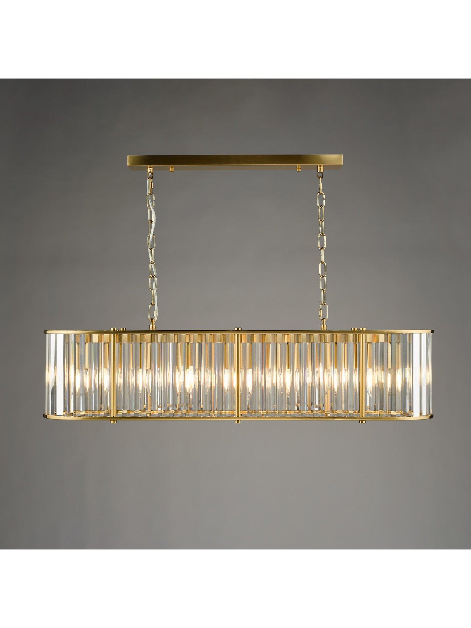 Där Kiran 7-arm black bar ceiling light with faceted glass, imported from the UK