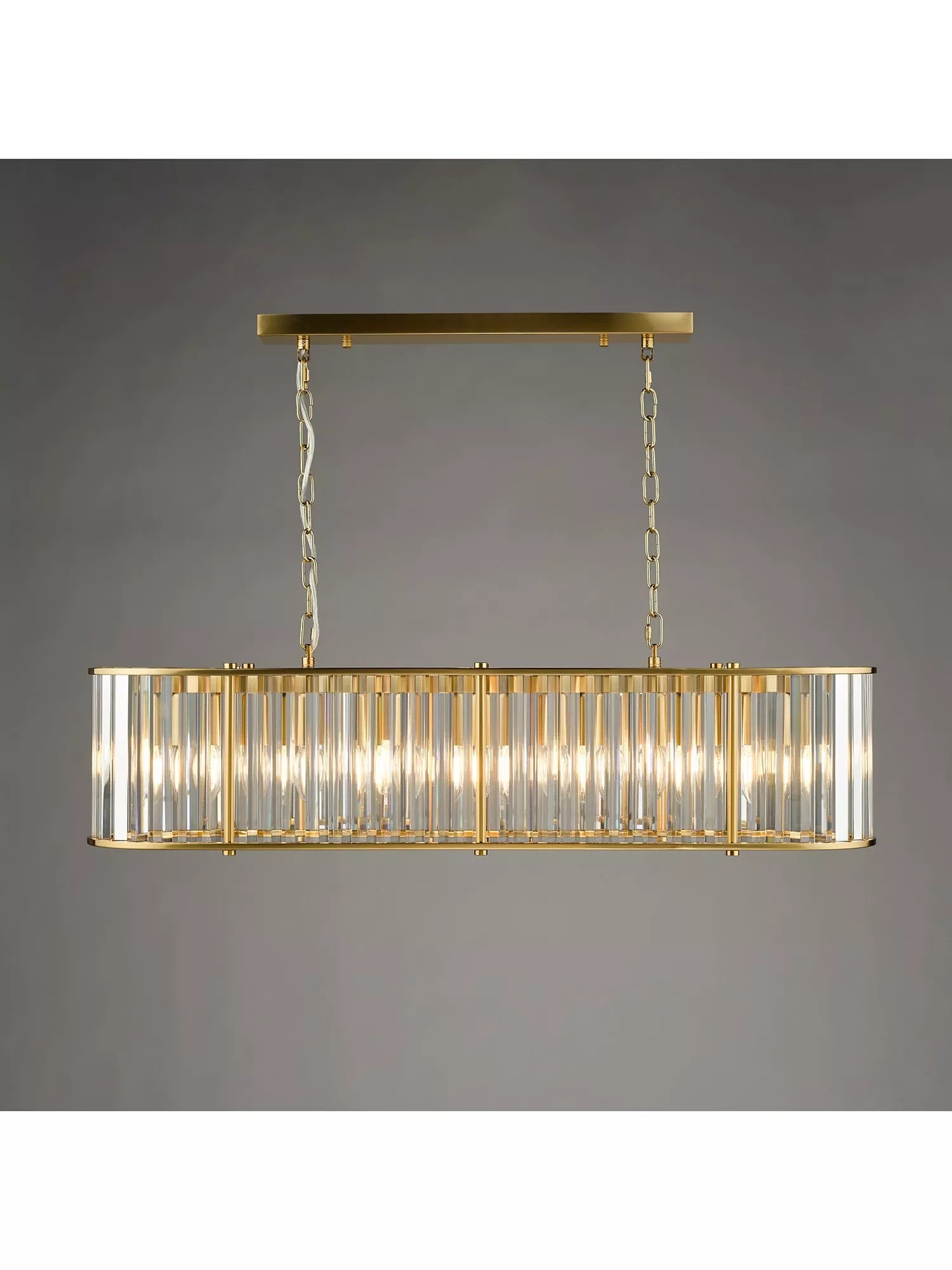 Där Kiran 7-arm black bar ceiling light with faceted glass, imported from the UK
