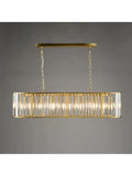 Där Kiran 7-arm black bar ceiling light with faceted glass, imported from the UK