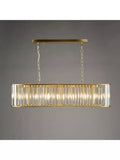 Där Kiran 7-arm black bar ceiling light with faceted glass, imported from the UK