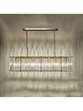 Där Kiran 7-arm black bar ceiling light with faceted glass, imported from the UK