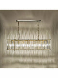 Där Kiran 7-arm black bar ceiling light with faceted glass, imported from the UK