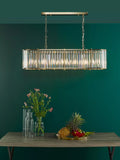 Där Kiran 7-arm black bar ceiling light with faceted glass, imported from the UK