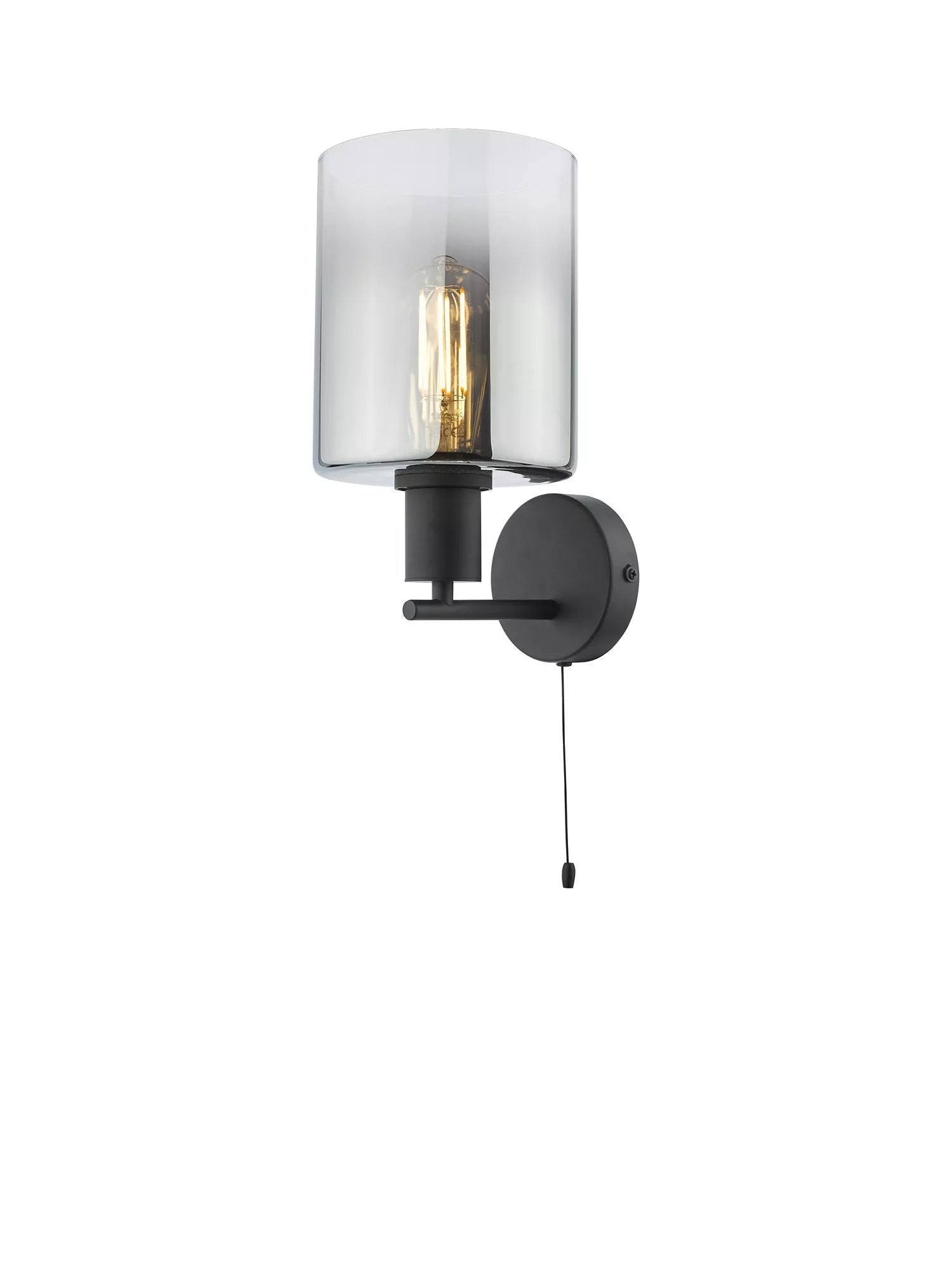 Där black and smoked glass wall light, imported from the UK