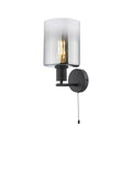 Där black and smoked glass wall light, imported from the UK