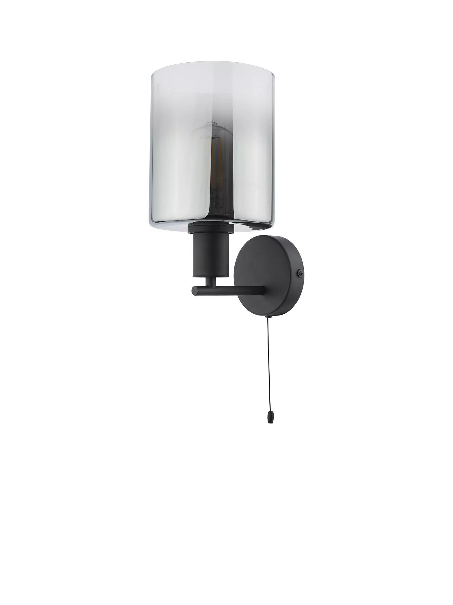 Där black and smoked glass wall light, imported from the UK