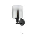 Där black and smoked glass wall light, imported from the UK