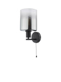 Där black and smoked glass wall light, imported from the UK