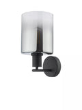 Där black and smoked glass wall light, imported from the UK
