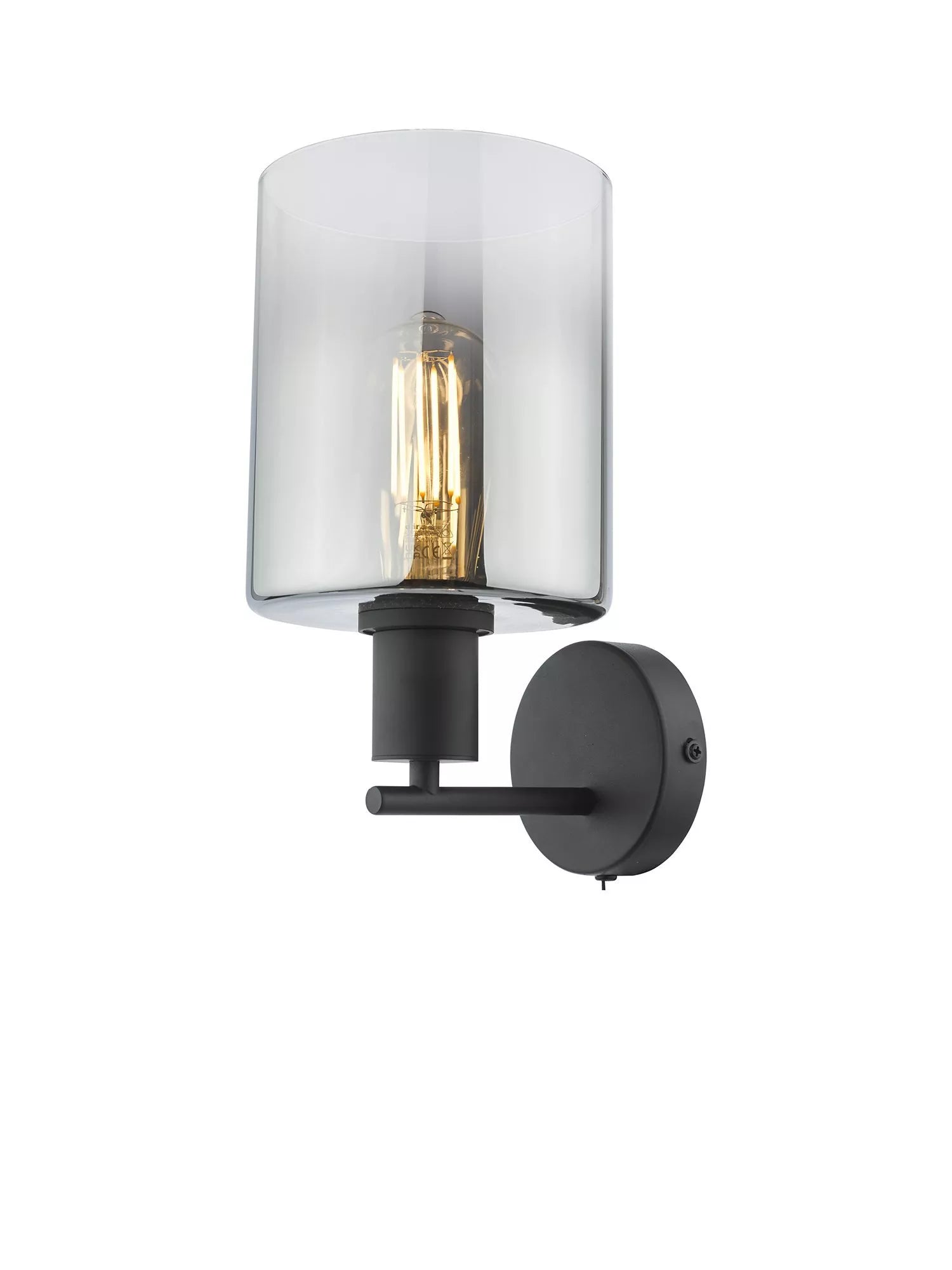 Där black and smoked glass wall light, imported from the UK