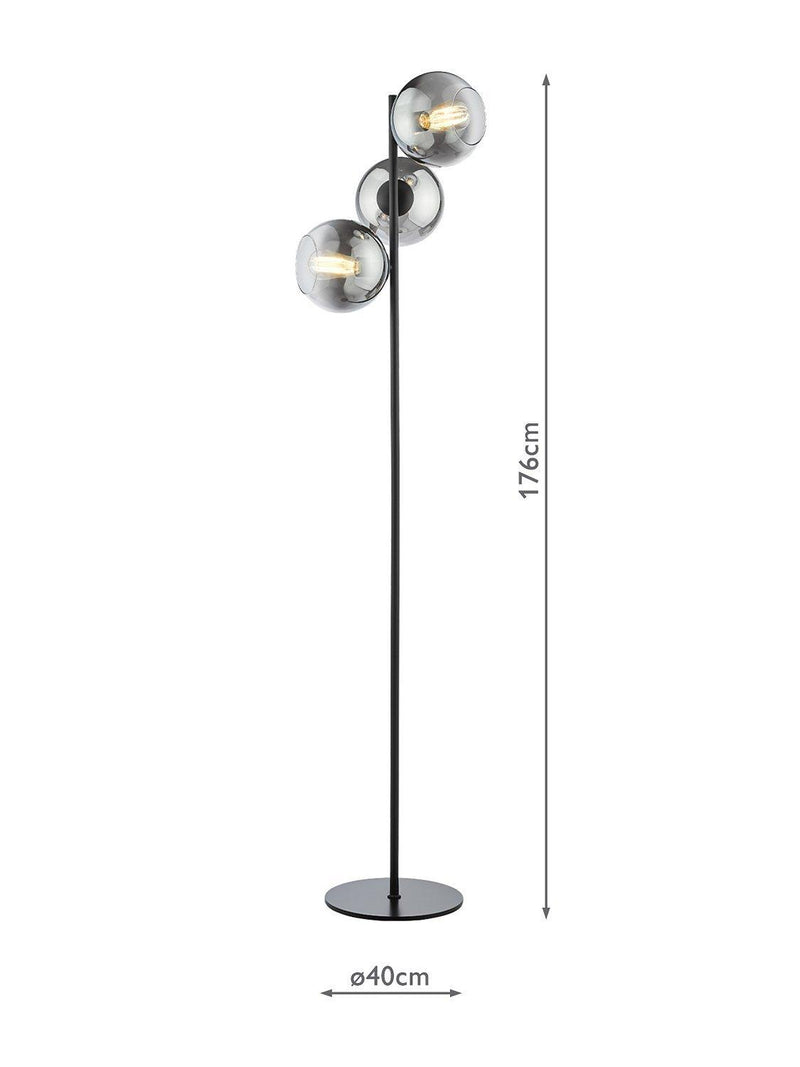 Där Lycia 3 arm mirror floor lamp medium, UK version