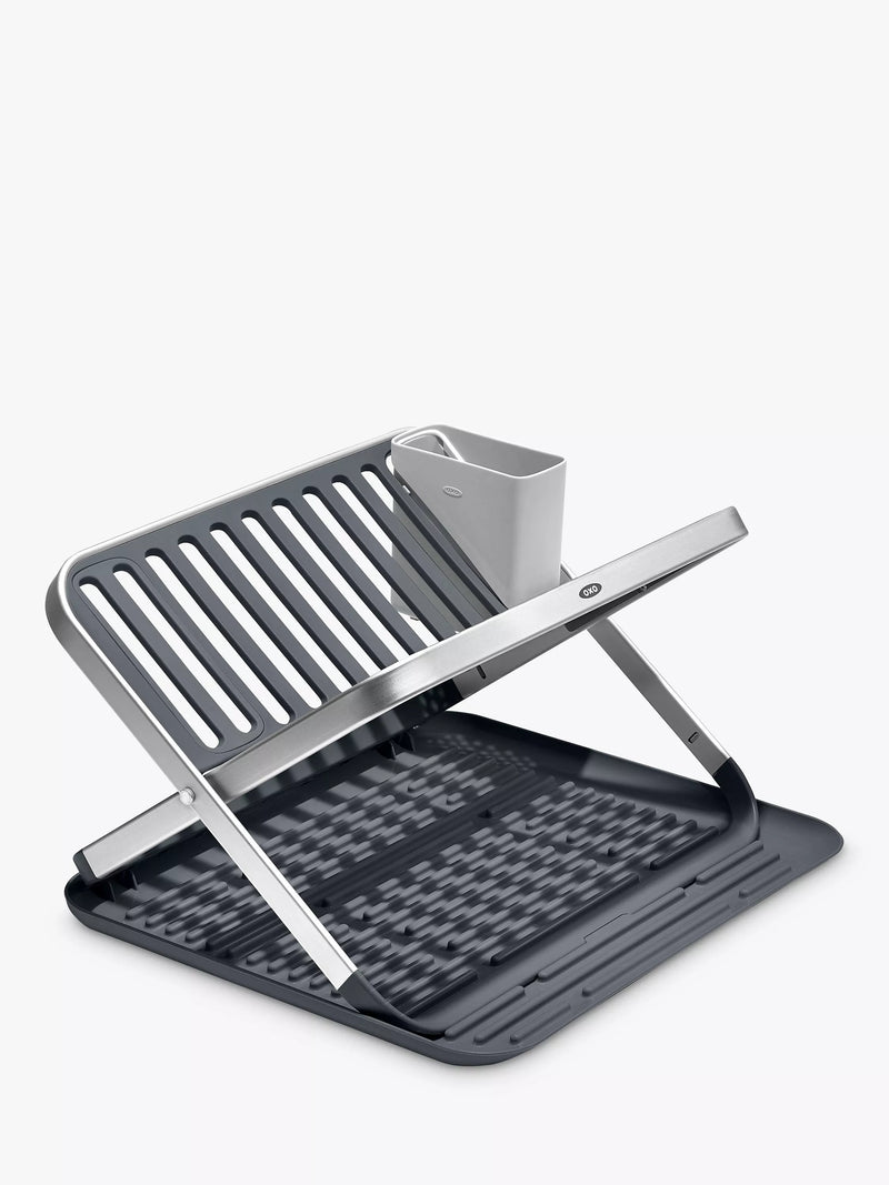 OXO Aluminium Fold Flat Dish Rack, imported from the UK