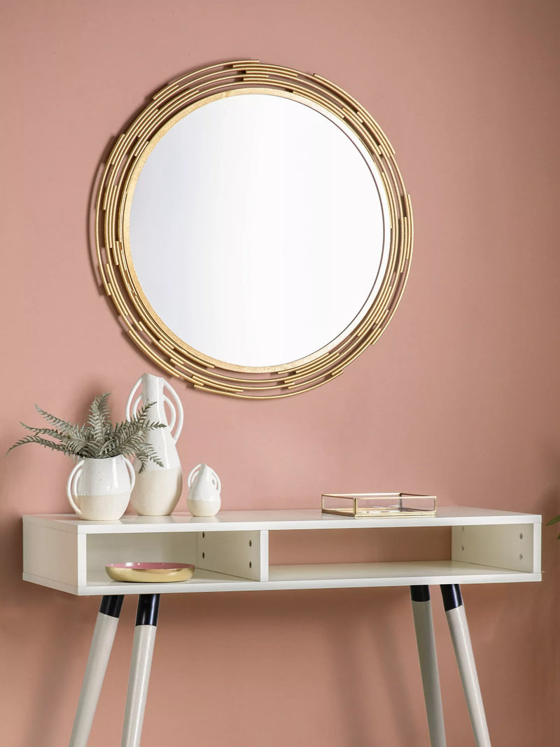 Gallery Direct round wall mirror silver-toned 80cm, imported from the UK