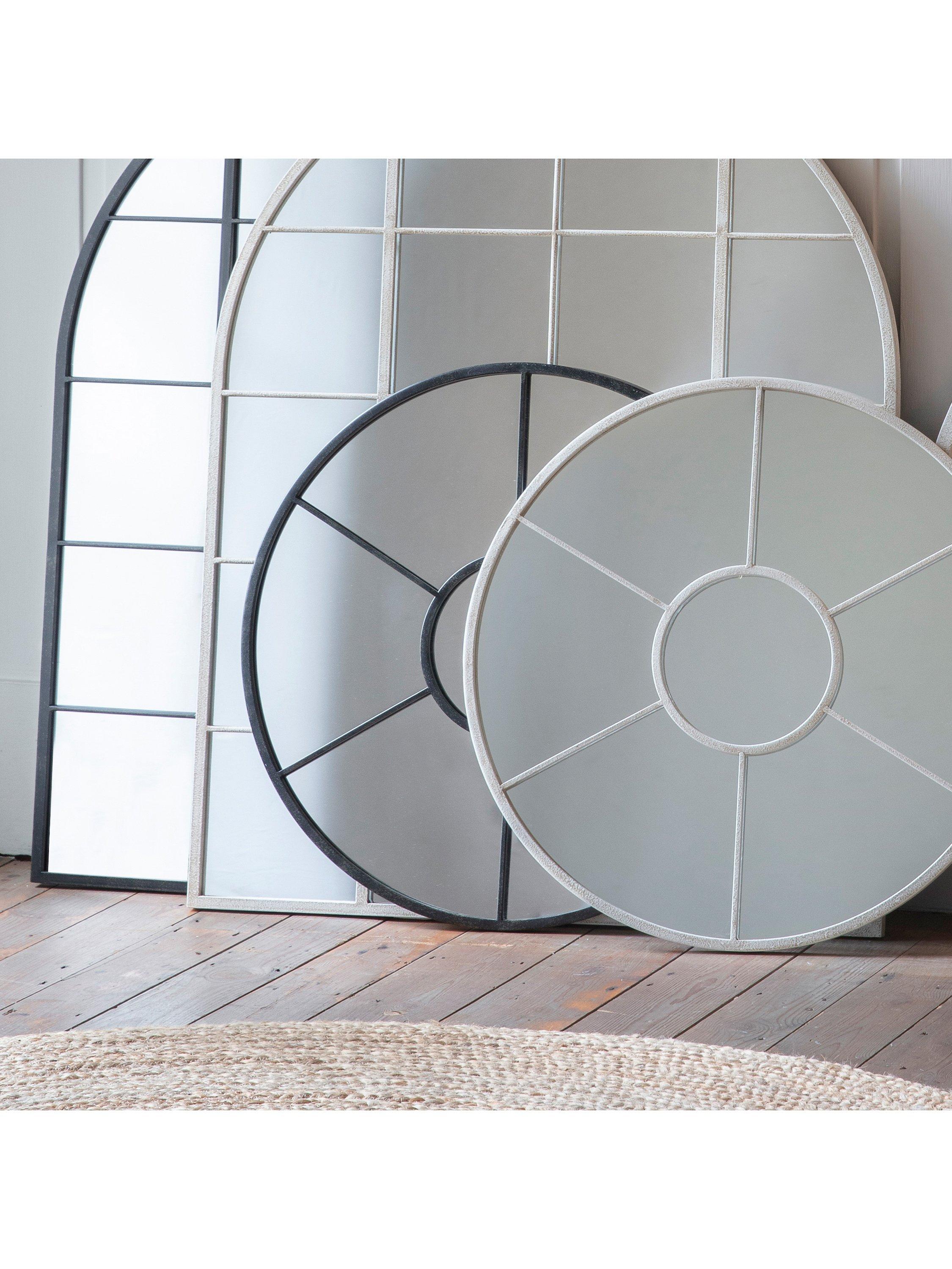 Gallery Direct round metal frame window wall mirror 60cm, UK version