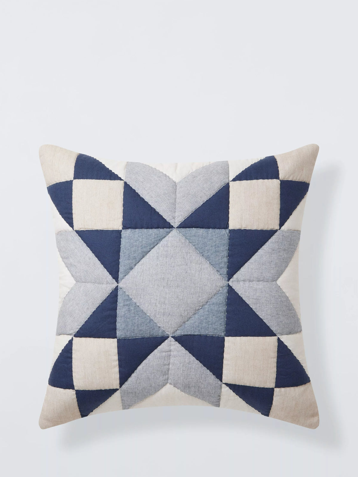 John Lewis navy quilted star cushion 50cm, imported from the UK