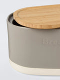John Lewis stoneware bread bin grey bamboo lid, imported from the UK