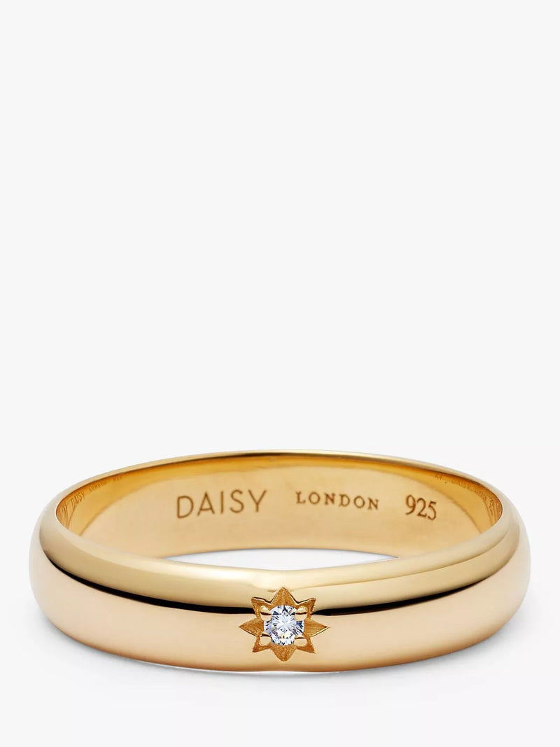 Daisy London Topaz Engraved Star Band Ring, Gold