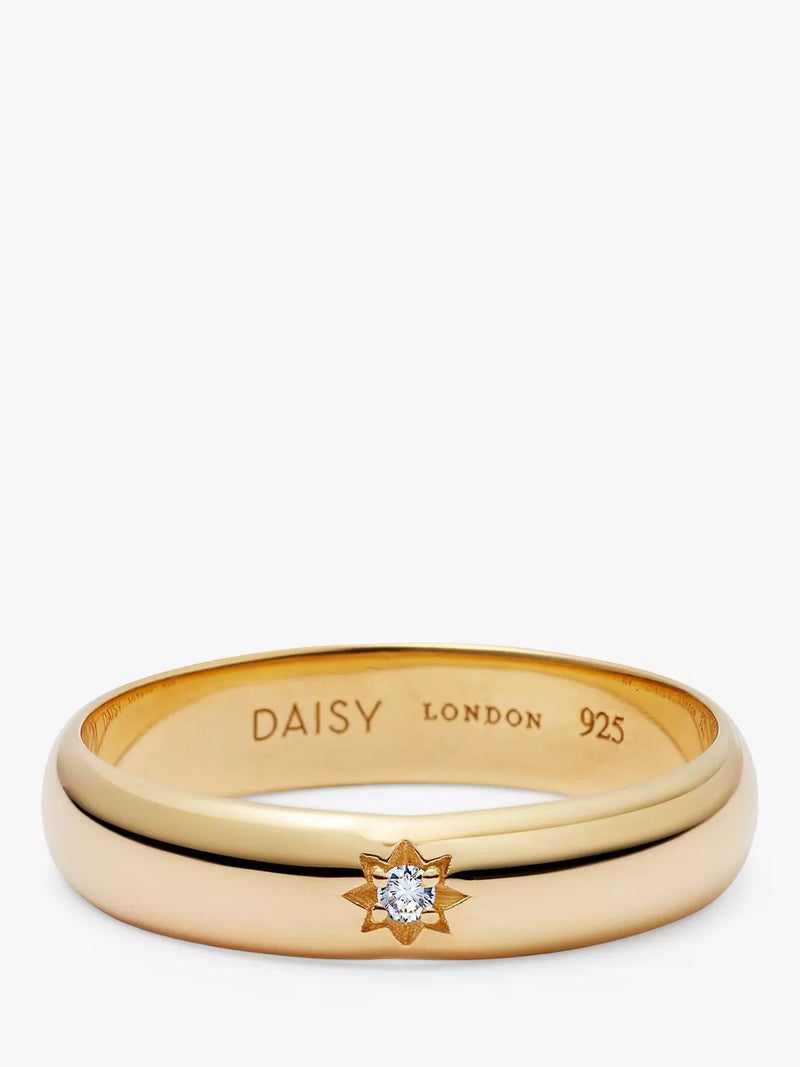 Daisy London Topaz Engraved Star Band Ring, Gold